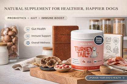 Turkey Tail + Probiotic Dog Food Topper – Gut Health & Immune Support (Bacon Flavors | 100 Servings)