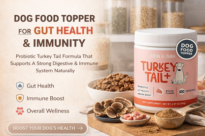 Turkey Tail + Probiotic Dog Food Topper – Gut Health & Immune Support (Bacon Flavors | 100 Servings)