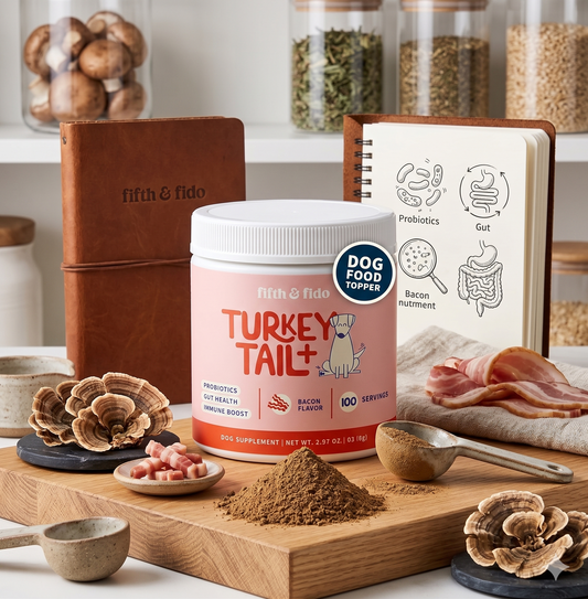 Turkey Tail + Probiotic Dog Food Topper – Gut Health & Immune Support (Bacon Flavors | 100 Servings)