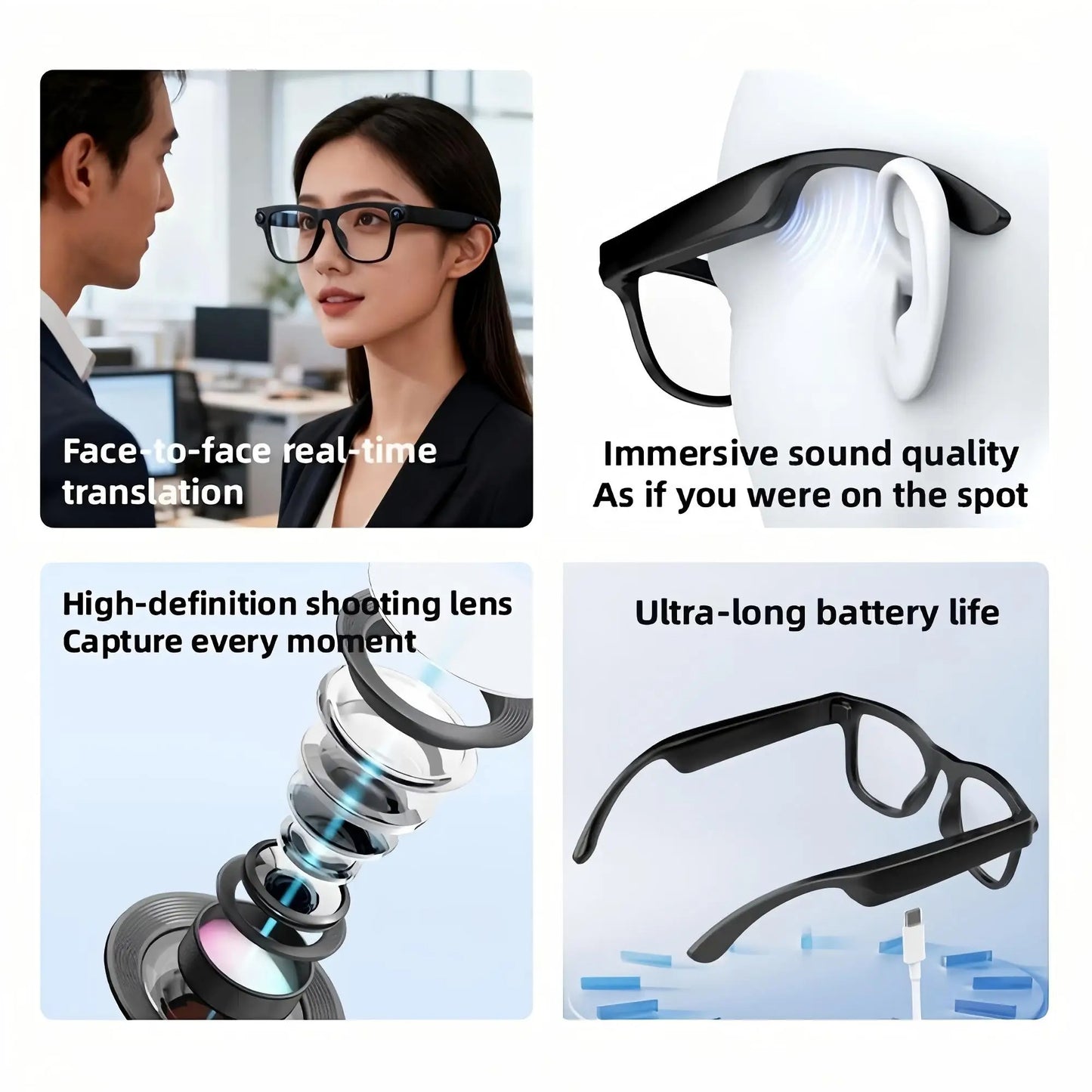 Next-Gen Smart Glasses – 4K Camera | AR Display | Touch Control | Stylish & Powerful